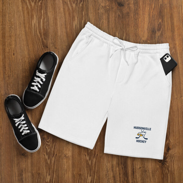 mens fleece shorts white front