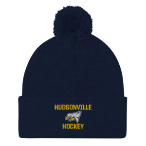 pom pom knit cap navy front