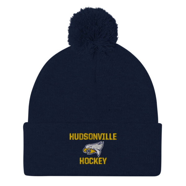 pom pom knit cap navy front